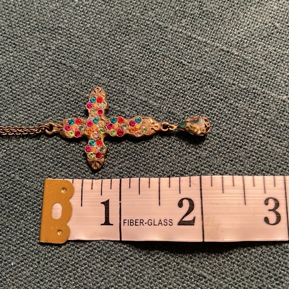 Stunning Michal Negrin Cross Necklace with Multicolored Crystals - Picture 11 of 11